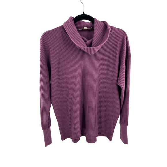 LOFT Sweaters - Loft Womens Plum Purple Waffle Knit Cowl Neck Sweater Size S Long Sleeve Top